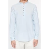 Erkek Moda Uzun Kol Dokuma Koyu Yeşil Slim Fit Yarım Patlı Hakim Yaka %100 Pamuklu Gömlek