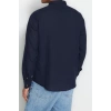 Erkek Moda Uzun Kol Dokuma Koyu Yeşil Slim Fit Yarım Patlı Hakim Yaka %100 Pamuklu Gömlek