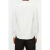 Erkek Moda Uzun Kol Dokuma Koyu Yeşil Slim Fit Yarım Patlı Hakim Yaka %100 Pamuklu Gömlek