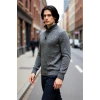 Erkek Modern Düğmeli Dik Yaka Fitted Kalıp Triko Kazak Soğuk Kış Günleri İçin İdeal Şık Seçim