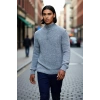 Erkek Modern Düğmeli Dik Yaka Fitted Kalıp Triko Kazak Soğuk Kış Günleri İçin İdeal Şık Seçim