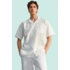 Erkek Oversize Apaş Yaka Brode Gömlek Geometrik Desen Yazlık Günlük Kullanım Modern Tasarım