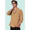 Erkek Oversize Apaş Yaka Uzun Kollu Gömlek Basic Siluet Günlük Kullanım Yaz Aylarının Vazgeçilmezi