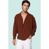 Erkek Oversize Apaş Yaka Uzun Kollu Gömlek Basic Siluet Günlük Kullanım Yaz Aylarının Vazgeçilmezi