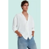 Erkek Oversize Apaş Yaka Uzun Kollu Gömlek Basic Siluet Günlük Kullanım Yaz Aylarının Vazgeçilmezi