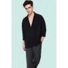 Erkek Oversize Apaş Yaka Uzun Kollu Gömlek Basic Siluet Günlük Kullanım Yaz Aylarının Vazgeçilmezi