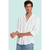 Erkek Oversize Apaş Yaka Uzun Kollu Gömlek Basic Siluet Günlük Kullanım Yaz Aylarının Vazgeçilmezi