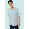 Erkek Oversize Fit Kısa Kollu Pamuklu Gömlek Apaş Yaka Düz Desen Günlük Stil Modern Tasarım