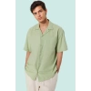 Erkek Oversize Fit Kısa Kollu Pamuklu Gömlek Apaş Yaka Düz Desen Günlük Stil Modern Tasarım