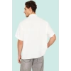 Erkek Oversize Keten Görünümlü Gömlek Kısa Kollu Apaş Yaka Günlük Yaz Aylarının Vazgeçilmezi