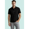 Erkek Polyester Elastan Gömlek Kısa Kollu Dokulu Regular Fit Günlük Kullanım Modern Tasarım