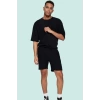 Erkek Rahat Kesim Şort; Polyester Elastan Dokulu Ottoman Kumaş Normal Bel Kısa Boy Günlük Kullanım