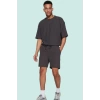 Erkek Rahat Kesim Şort; Polyester Elastan Dokulu Ottoman Kumaş Normal Bel Kısa Boy Günlük Kullanım