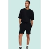 Erkek Rahat Kesim Şort; Polyester Elastan Dokulu Ottoman Kumaş Normal Bel Kısa Boy Günlük Kullanım