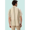 Erkek Regular Fit Çizgili Desenli Kısa Kollu Gömlek Yazlık Günlük Yaz Aylarının Vazgeçilmezi