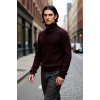 Erkek Regular Fit Fermuarlı Dik Yaka Kalın Triko Kazak Yünlü Karışım Kışlık Günlük Konfor İçin İdeal
