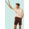 Erkek Regular Fit Keten Şort Rengi Boru Paça Yaz Aylarının Vazgeçilmezi Stilin Buluştuğu Yer
