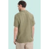 Erkek Regular Fit Polyester Gömlek; Keten Görünümlü Apaş Yaka Kısa Kol Yazlık Günlük Kullanım