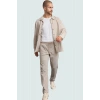 Erkek Regular Fit Rahat Beli Lastikli Duble Paça Pantolon Dokuma Kumaş Günlük Kullanım Hafta Sonu