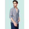 Erkek Slim Fit Çizgili Gömlek Pamuklu İş Ve Günlük Kullanım Hafta Sonu Yaz Aylarının Vazgeçilmezi