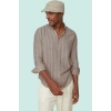 Erkek Slim Fit Çizgili Gömlek Pamuklu İş Ve Günlük Kullanım Hafta Sonu Yaz Aylarının Vazgeçilmezi