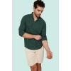 Erkek Slim Fit Hakim Yaka Pamuklu Keten Görünümlü Gömlek Günlük Kullanım Dayanıklı Malzeme
