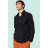 Erkek Slim Fit Hakim Yaka Pamuklu Keten Görünümlü Gömlek Günlük Kullanım Dayanıklı Malzeme