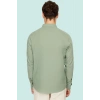 Erkek Slim Fit Hakim Yaka Pamuklu Keten Görünümlü Gömlek Günlük Kullanım Dayanıklı Malzeme