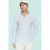 Erkek Slim Fit Hakim Yaka Pamuklu Keten Görünümlü Gömlek Günlük Kullanım Dayanıklı Malzeme