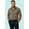 Erkek Slim Fit İnce Çizgili Gömlek Yaka Düğmeli Uzun Kollu Günlük Yaz Aylarının Vazgeçilmezi
