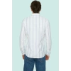 Erkek Slim Fit İnce Çizgili Gömlek Yaka Düğmeli Uzun Kollu Günlük Yaz Aylarının Vazgeçilmezi