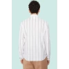 Erkek Slim Fit İnce Çizgili Gömlek Yaka Düğmeli Uzun Kollu Günlük Yaz Aylarının Vazgeçilmezi