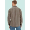 Erkek Slim Fit İnce Çizgili Gömlek Yaka Düğmeli Uzun Kollu Günlük Yaz Aylarının Vazgeçilmezi