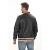 Erkek Spor ve Şıklık Bir Arada Derimont Varsity Hakiki Kuzu Derisi Bomber Ceket Erkek Mont