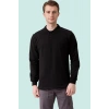 Erkek Uzun Kollu Polo Yaka Sweatshirt Pamuk Galanthus Sweat Pamuklu İş Günlük İçin