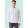 Erkek Uzun Kollu Polo Yaka Sweatshirt Pamuk Galanthus Sweat Pamuklu İş Günlük İçin