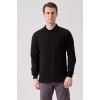 Erkek Uzun Kollu Polo Yaka Sweatshirt Pamuk Galanthus Sweat Pamuklu İş Günlük İçin