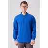 Erkek Uzun Kollu Polo Yaka Sweatshirt Pamuk Galanthus Sweat Pamuklu İş Günlük İçin