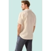 Erkek Yazlık Keten Gömlek Kısa Kollu Yaka Regular Fit Günlük Kullanım Yaz Aylarının Vazgeçilmezi