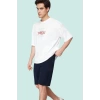 Erkek Yazlık Kısa Şort Normal Bel Slogan Baskılı Geniş Paça Rahat Kalıp Yaz Aylarının Vazgeçilmezi