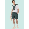 Erkek Yazlık Kısa Şort Pamuk Dokuma Kumaş Rahat Loose Fit Günlük Kullanım İçin Özel Günler