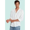 Erkek Yazlık Polyester Gömlek; Apaş Yaka Düz Desen Uzun Kollu Regular Boy Oversize Fit Hafta Sonu