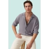 Erkek Yazlık Polyester Gömlek; Apaş Yaka Düz Desen Uzun Kollu Regular Boy Oversize Fit Hafta Sonu