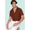 Erkek Yazlık Rahat Gömlek; Regular Fit Kısa Kol Gömlek Yaka Düz Desen Yaz Aylarının Vazgeçilmezi