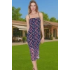 Esnek Bodycon Midi Elbise Kare Yaka Tül Kumaş Yazlık Kaliteli İşçilik Yüksek Kalite Premium Kalite