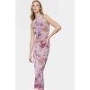 Esnek Örme Maxi Elbise Çiçek Desenli Astarlı Bodycon Özel Tasarım Premium Kalite Uzun Ömürlü