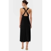 Esnek Örme Midi Elbise V Yaka Günlük Casual Aksesuar Detaylı Tasarım Modern Stil Şık Görünüm