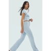 Esnek Rahat Pamuklu Kadın Takım Yüksek Bel Kısa Kollu Modern Stil Şık Görünüm