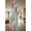 Ev Giyim Seti %100 Pamuklu Çiçekli Pijama Takımı Regular Kalıp Kaliteli İşçilik
