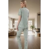 Ev Giyim Seti %100 Pamuklu Çiçekli Pijama Takımı Regular Kalıp Kaliteli İşçilik